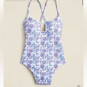 J. Crew Purple Floral One Piece Swimsuit